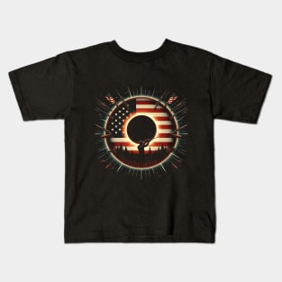 Solar Eclipse 2024 Design Hunting and the American Flag Kids T-Shirt